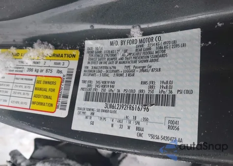 2015 Lincoln Mkz z USA, uszkodzony, nr VIN 3LN6L2J92FR616796